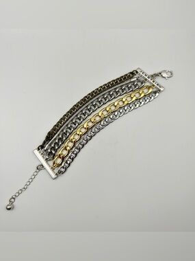 Jenny Bird Austin Cuff Mixed Metal Stacked Layered Chain Bracelet